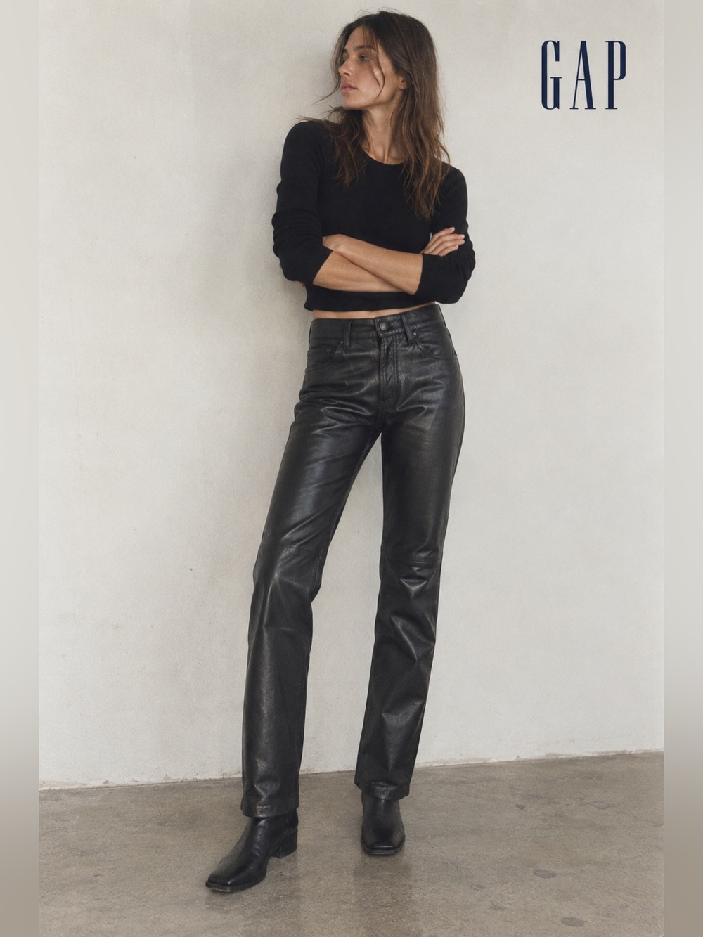 Vintage 90s Gap Original Fit Black Genuine Leather Pants